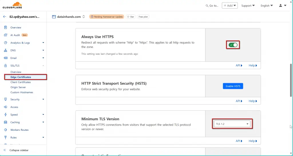 Cloudflare - SSL/TLS Edge Certificates