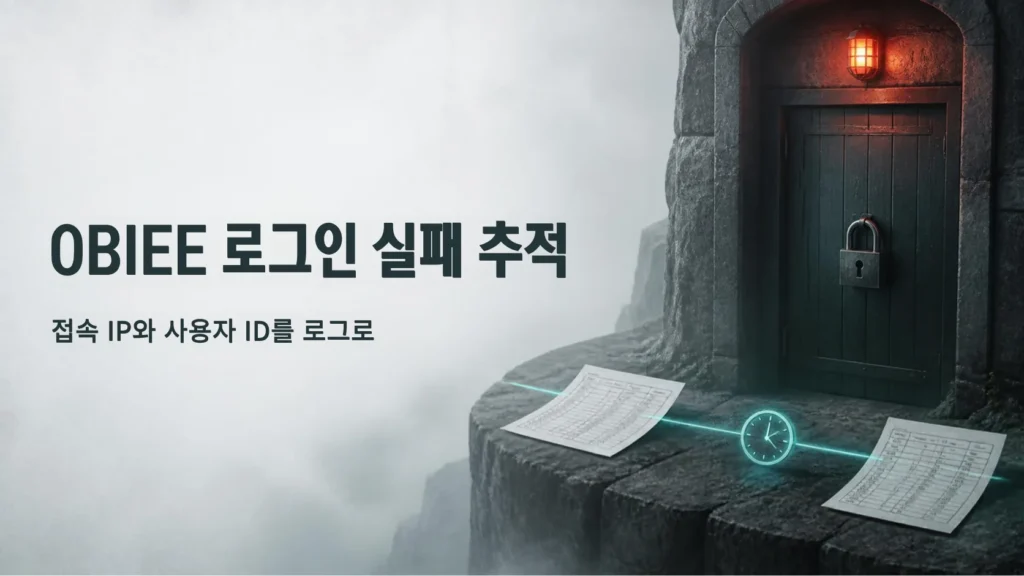 OBIEE 로그인 실패 추적 대표 이미지: 잠긴 문과 시각으로 이어진 두 로그
