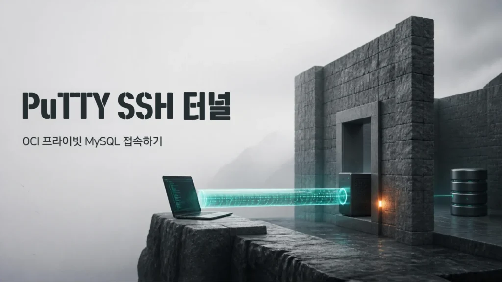 PuTTY SSH 터널 대표 이미지: 노트북에서 점프 호스트를 거쳐 프라이빗 DB로