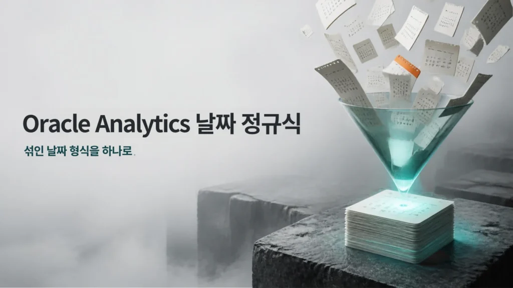 Oracle Analytics 날짜 정규식 대표 이미지: 흩어진 달력이 깔때기로 정리됨