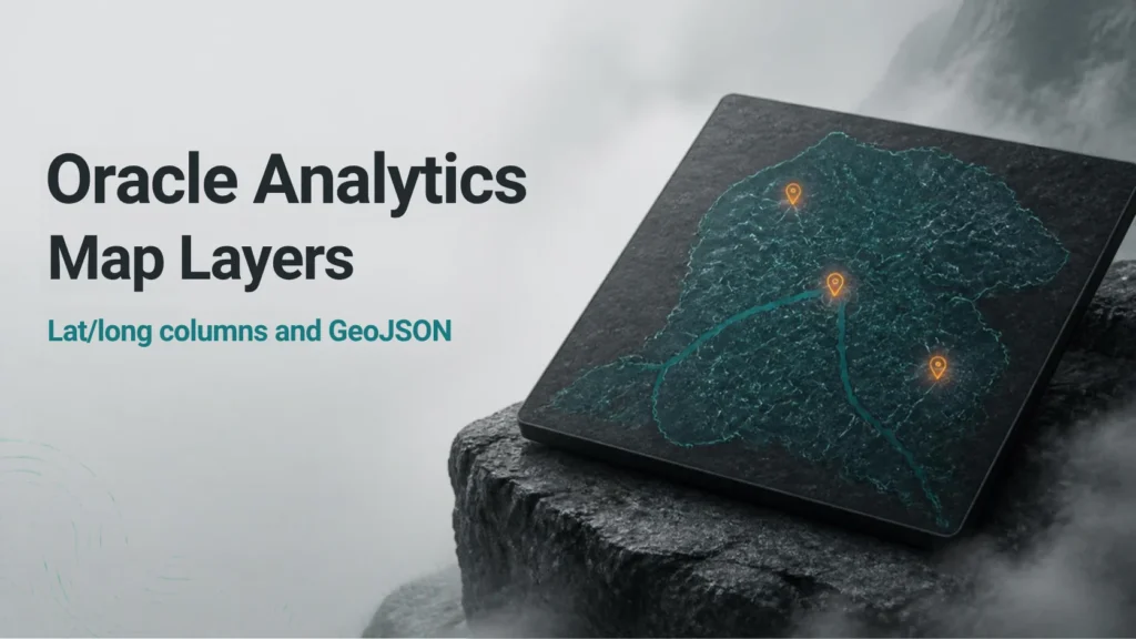 Oracle Analytics map layers cover: district boundaries and location pins