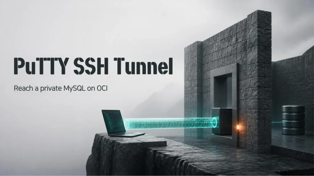 PuTTY SSH tunnel cover: laptop to a private database through a jump host