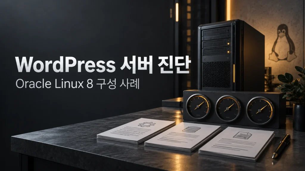 WordPress 서버 진단 — Oracle Linux 8 구성 사례 주제를 표현한 개념 그림
