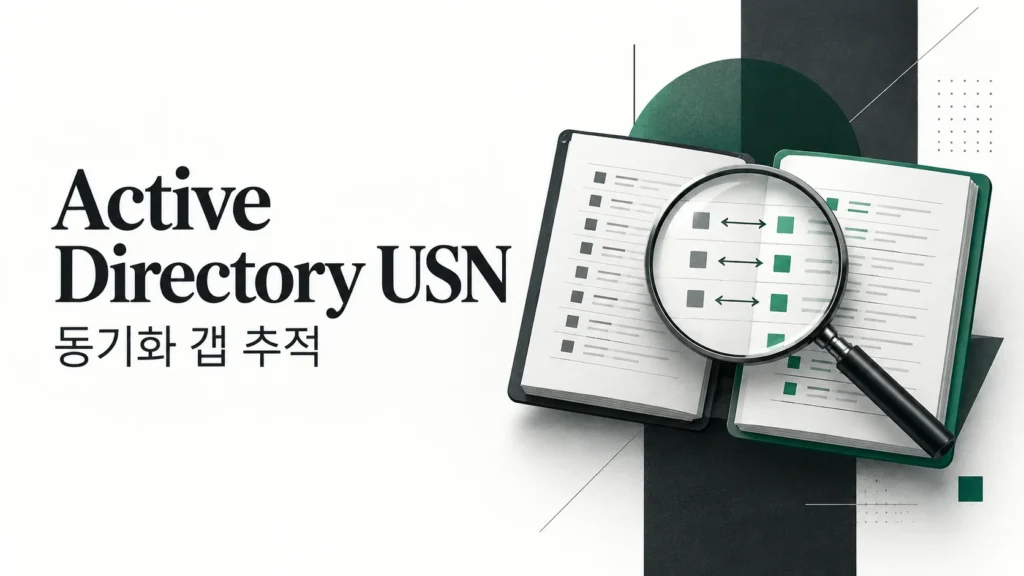 Active Directory USN — 동기화 갭 추적 주제를 표현한 개념 그림