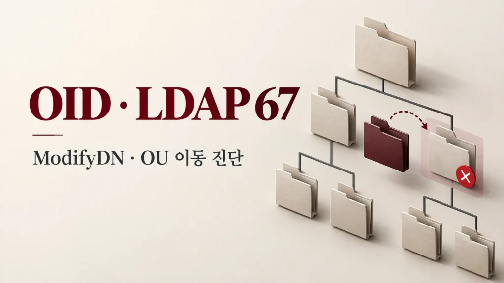 OID · LDAP 67 — ModifyDN · OU 이동 진단 주제를 표현한 개념 그림