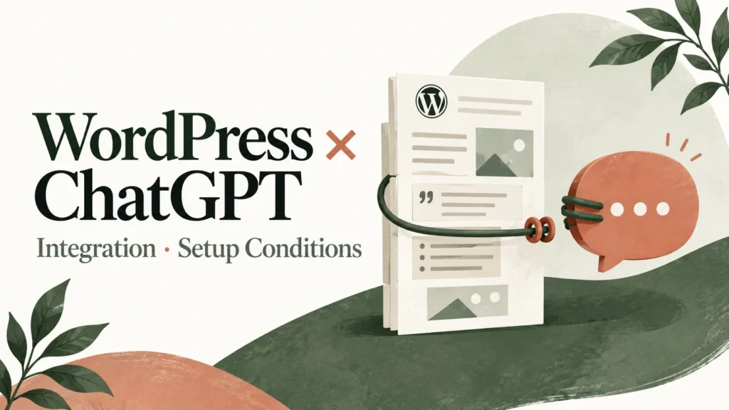 WordPress × ChatGPT — Integration · Setup Conditions conceptual editorial illustration