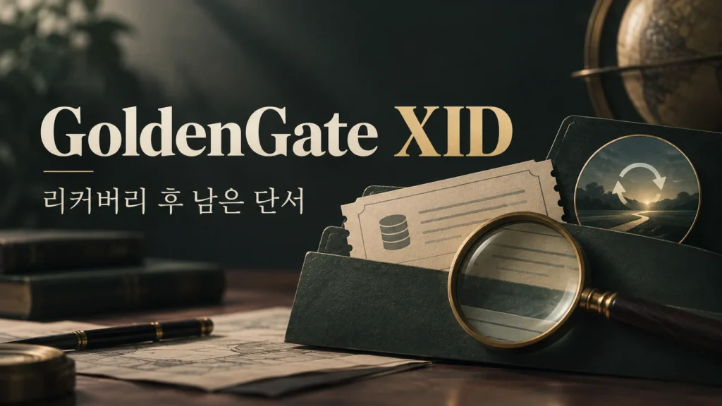 GoldenGate XID — 리커버리 후 남은 단서 주제를 표현한 개념 그림