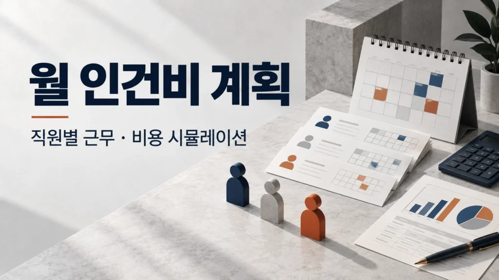 월 인건비 계획 — 직원별 근무 · 비용 시뮬레이션 주제를 표현한 개념 그림
