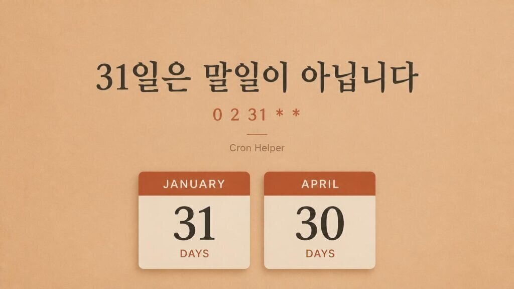 매월 31일 크론이 ‘매달 말일’은 아닌 이유 — Cron Helper 개념 그림