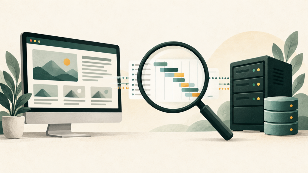 워드프레스가 느릴 때: CDN 도입 전 병목부터 찾는 법 2 Illustration of website performance diagnosis